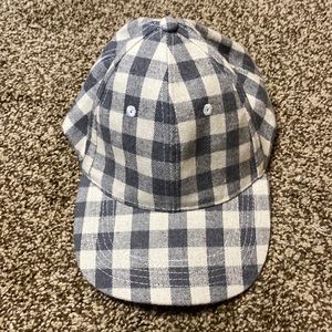 Gray and white plaid hat